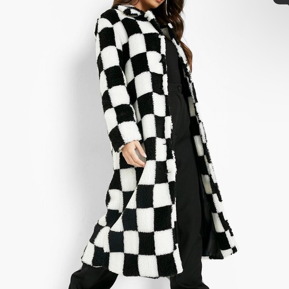 Boohoo Jackets & Blazers - Boohoo Checkerboard teddy jacket